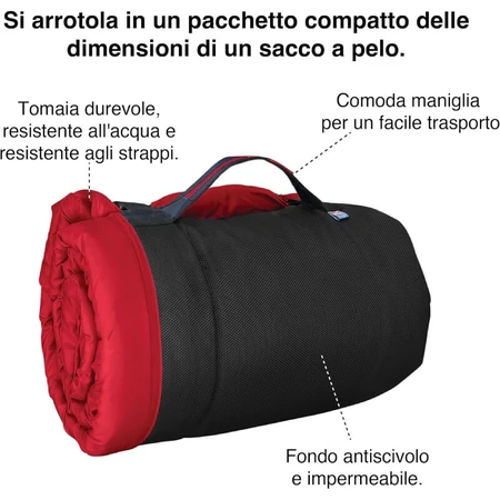 Kurgo Wander Bed Loft - Almohada de viaje roja para perros, talla L
