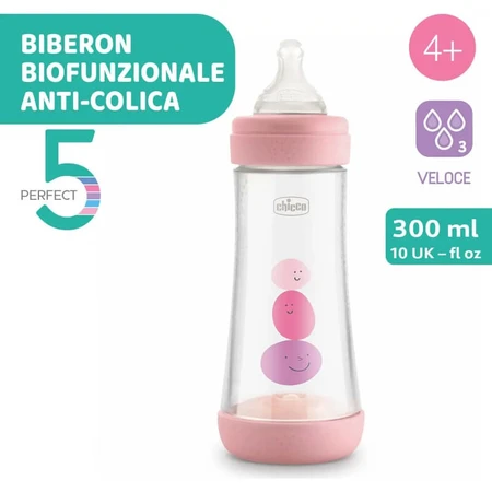 Chicco Perfect 5 - 300 ml Anti-koliekfles met snelle doorstroming, roze
