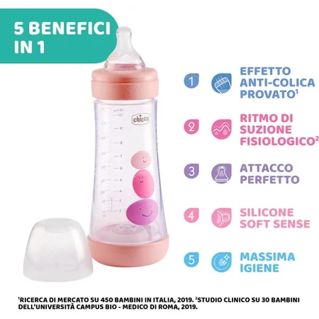 Chicco Perfect 5 - 300 ml Anti-koliekfles met snelle doorstroming, roze