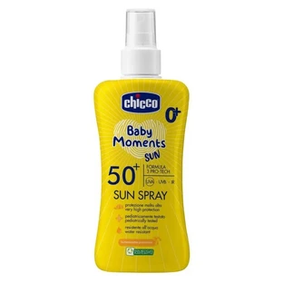 Loción solar en spray para niños de Chicco, SPF 50+, «Baby Moments Sun», a partir de 0 meses, protección muy alta, 150 ml