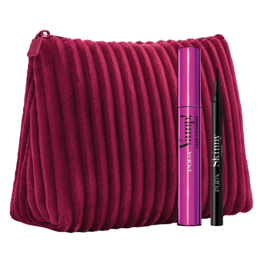 Pupa „Vamp!“-Geschenkset: Volumizing Lash Extender Mascara + Ultra-Precise Skinny Liner Eyeliner + Samt-Clutch