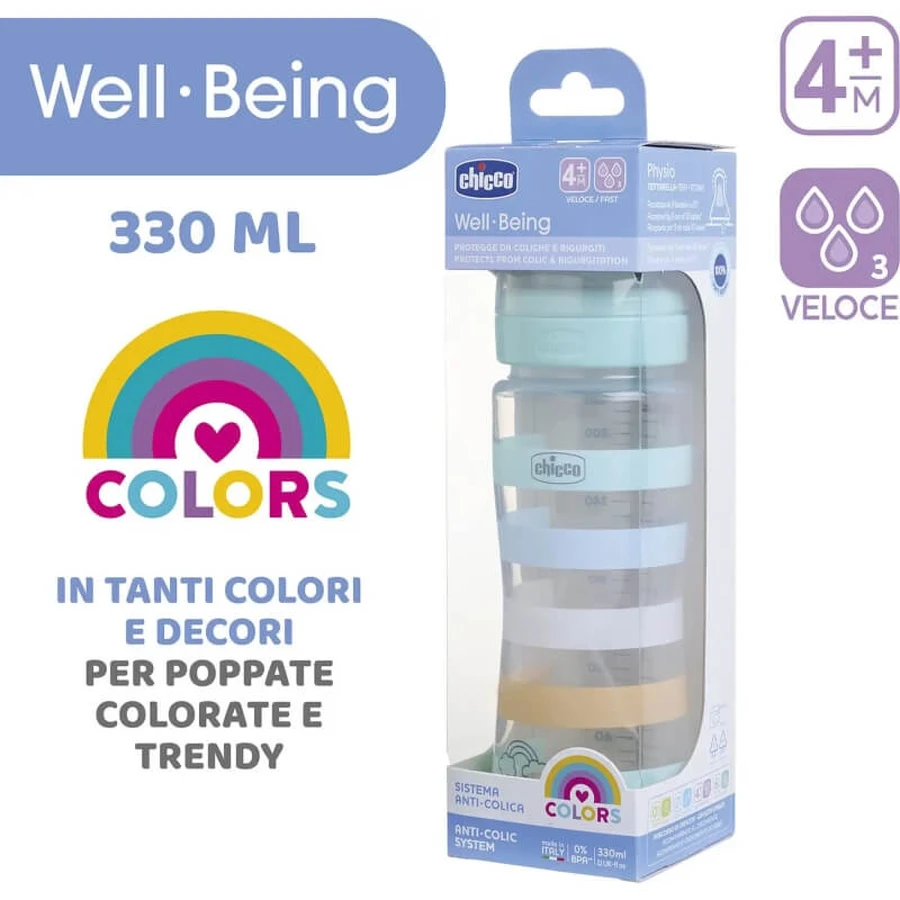 Chicco Well-being - Fast-Flow-fles van 330 ml - Lichtgroen