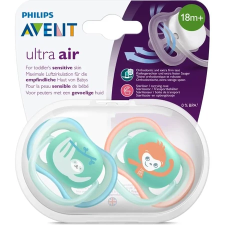 Sucettes Avent Ultra Air 18 mois et plus - Lot de 2 sucettes, couleur neutre