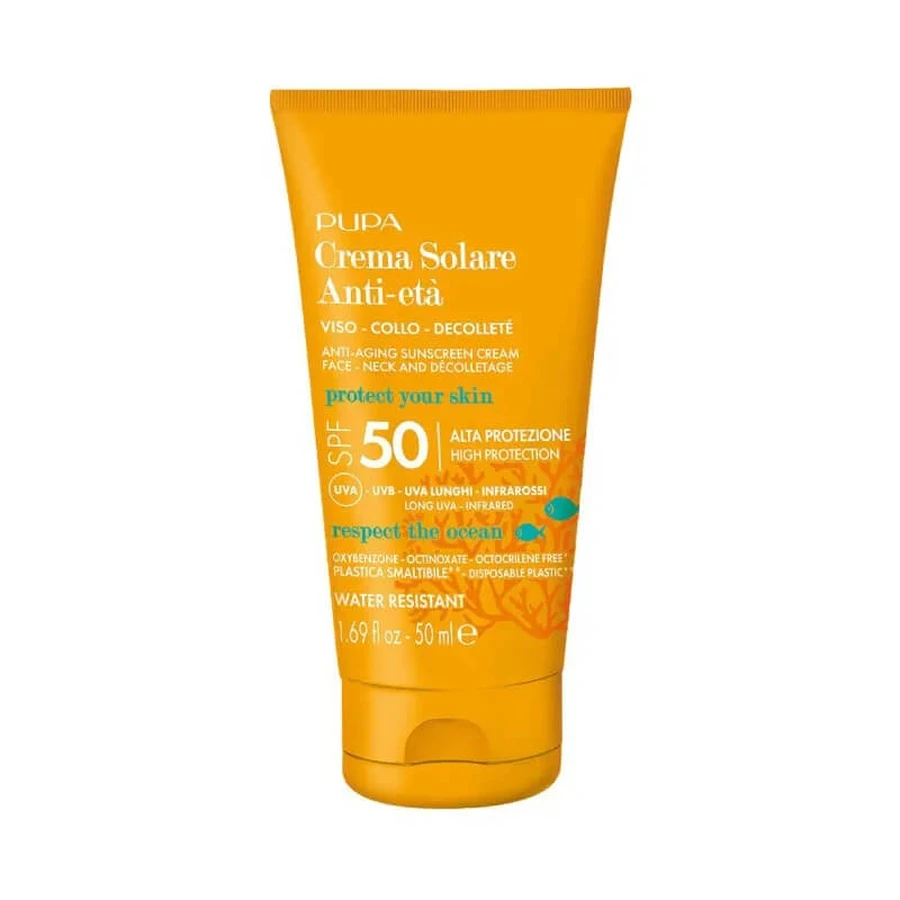 Pupa Anti-Aging Zonnebrandcrème voor het gezicht met hoge beschermingsfactor SPF 50, 50 ml