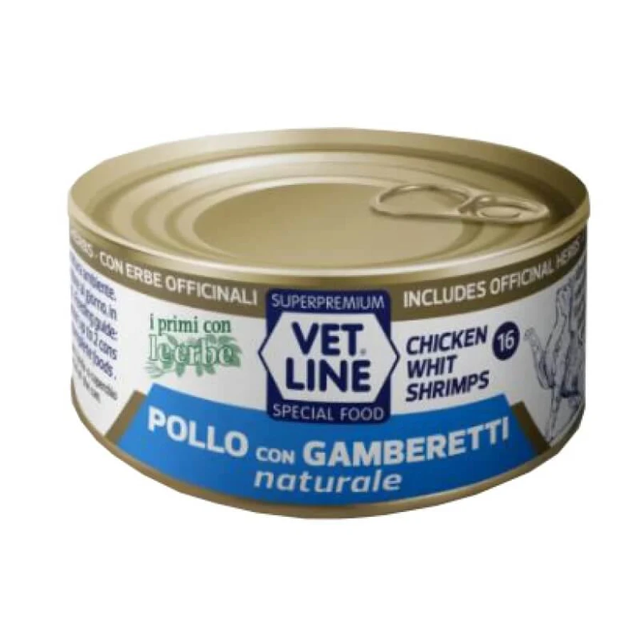 Vet Line Pollo y gambas - Pienso completo para gatos, 70 g