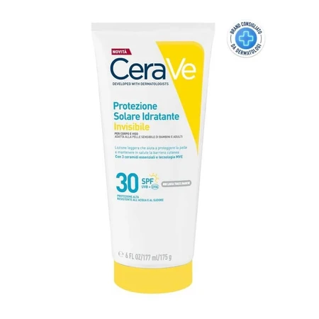 Cerave Sonnencreme LSF 30 – Unsichtbare, feuchtigkeitsspendende Sonnencreme, hoher Schutz, 177 ml