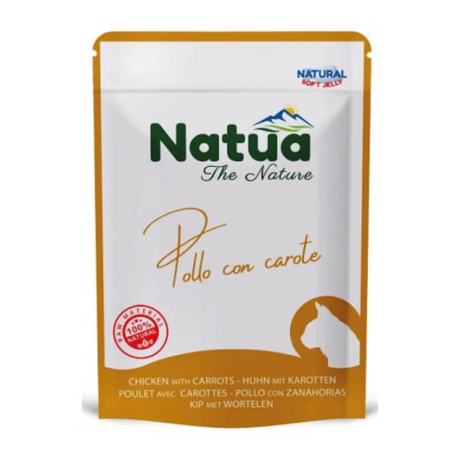 Natua Natural Soft Jelly Pollo y Zanahorias - Alimento completo para gatos adultos, 70 g