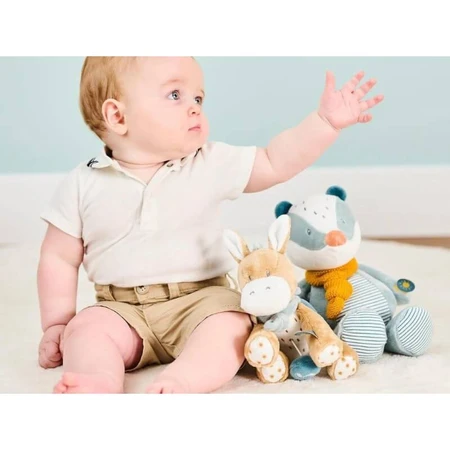 Nattou Asino Leo - Zacht muzikaal knuffeldier met muziekdoosje, 25 cm