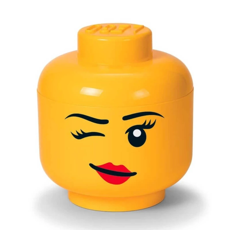 Lego Whinky Girl-opbergdoos in de vorm van een hoofd - Decoratieve opbergdoos, 24 x 24 x 27,1 cm