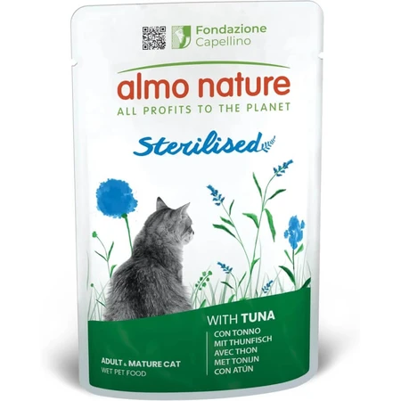 Almo Nature Sterilised Tuna – Alleinfuttermittel in Form von Nassfutter für sterilisierte erwachsene Katzen, 70 g