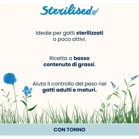 Almo Nature Sterilised Tuna – Alleinfuttermittel in Form von Nassfutter für sterilisierte erwachsene Katzen, 70 g
