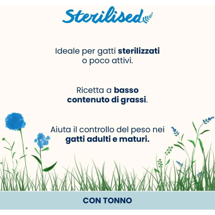 Almo Nature Sterilised Tuna – Alleinfuttermittel in Form von Nassfutter für sterilisierte erwachsene Katzen, 70 g
