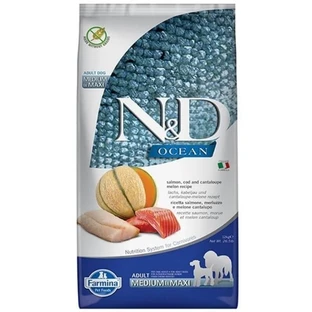 Farmina N&amp;d Ocean: salmón, bacalao y melón - Alimento completo para perros adultos de tamaño mediano y grande, 12 kg