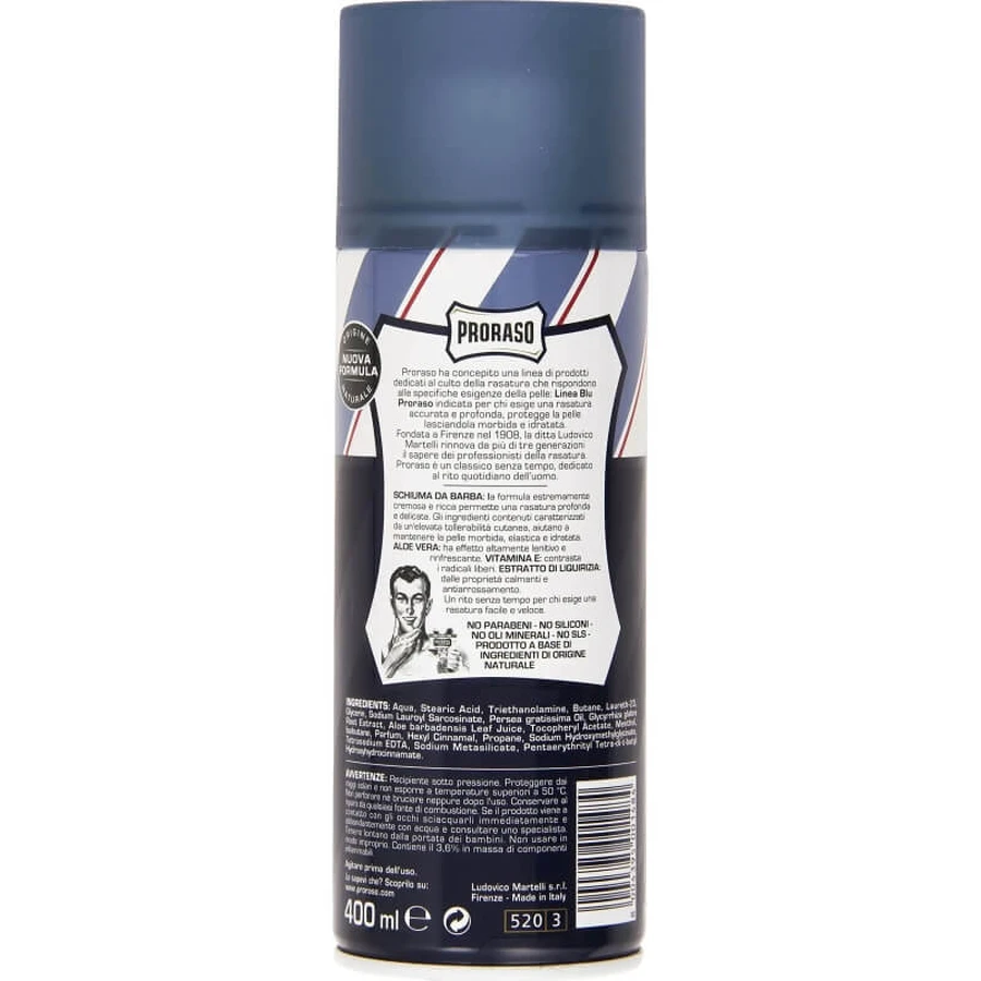 Proraso für alle Barttypen – Pflegender und regenerierender Rasierschaum mit Kakaobutter und Sheabutter, 400 ml