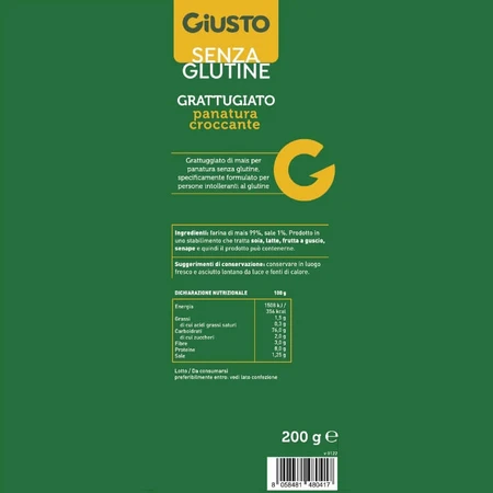 Giusto Glutenvrij - Geraspte kaas voor een knapperig paneerlaagje, 200 g