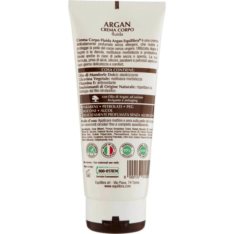 Equilibra Argan - Crème fluide pour le corps 200 ml