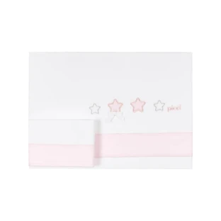 Collection Picci Dream - Ensemble complet pour lit bébé et poussette - 2 draps + 1 taie d'oreiller - Rose
