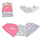 Conjunto de gorritos «Cangaroo» - 3 gorritos de algodón puro para niña, rosa, 0-3 meses