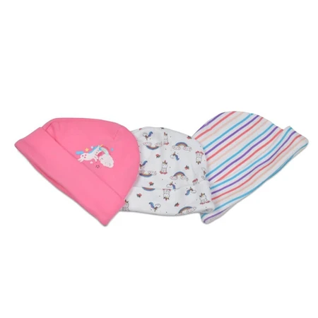 Kangoeroe-mutsjesset – 3 mutsjes van puur katoen voor babymeisjes, roze, 0-3 maanden
