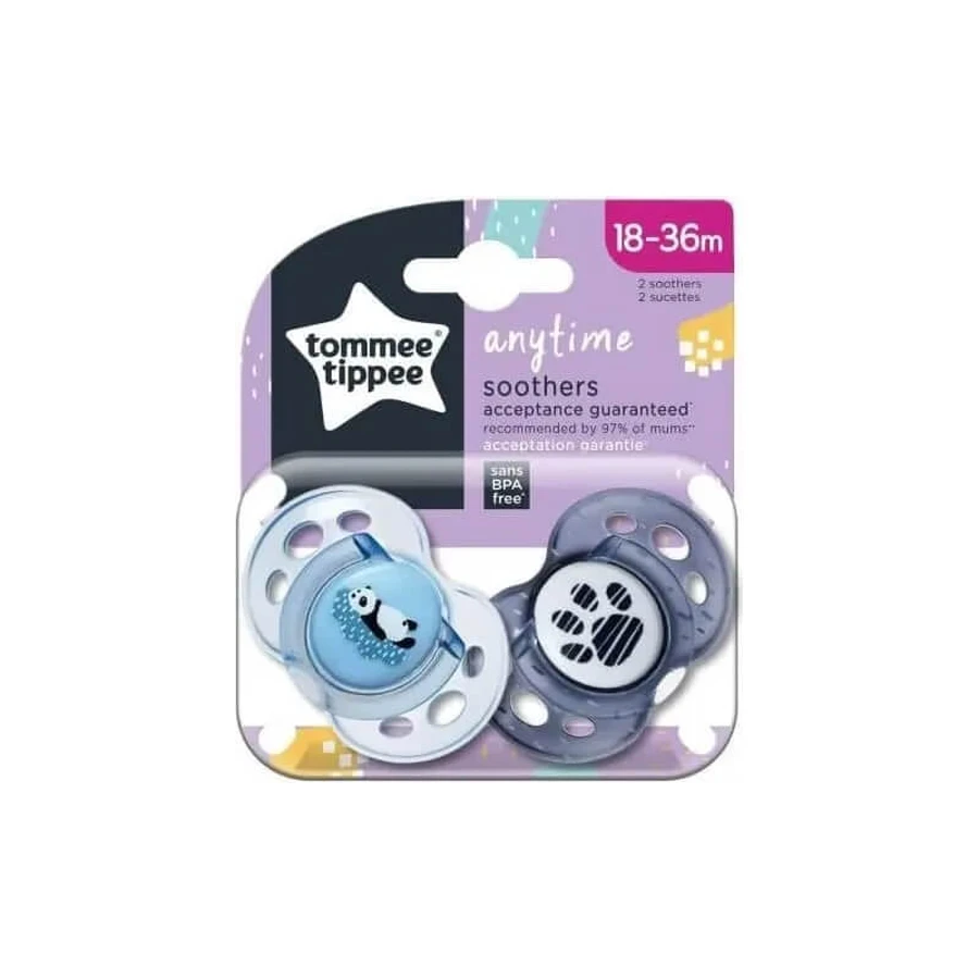 Tommee Tippee Anytime - 2 chupetes de silicona, 18–36 meses - Colores variados