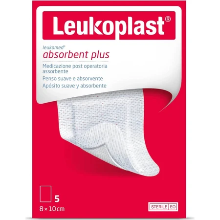 Essity Leukomed Vlies-Verband für die postoperative Versorgung – 5 Pflaster, 8 x 10 cm