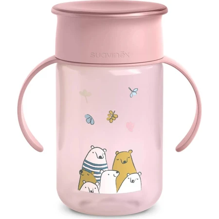 Suavinex My Family 360° Trinklernbecher ab 12 Monaten – 340 ml Trinklernbecher – Rosa