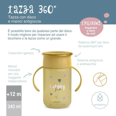Suavinex My Family 360° Trinklernbecher ab 12 Monaten – 340 ml Trinklernbecher – Rosa