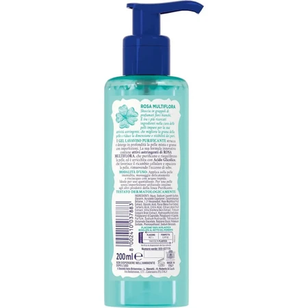 Gel nettoyant purifiant pour le visage à l'eau de rose, 200 ml
