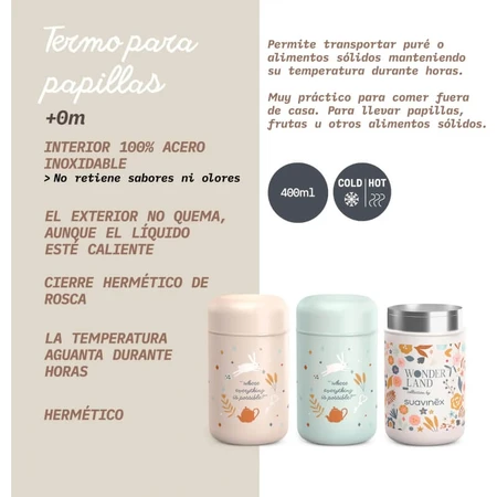 Suavinex Wonderland - Thermos pour aliments pour bébé, 400 ml, couleur neutre