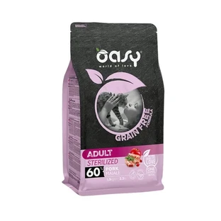 Oasy Grain-Free Sterilized Adult Pork - Compleet voer voor gesteriliseerde katten, 1,5 kg
