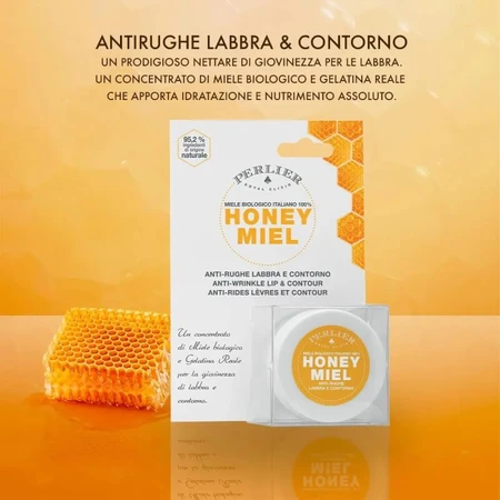 Perlier Honey Miel - Crema antiarrugas para el contorno de los labios y los ojos con miel, 15 ml