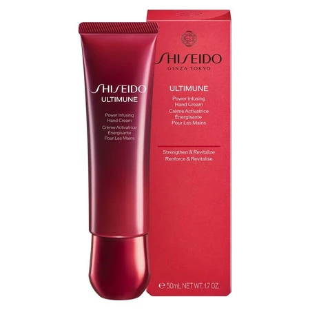 Shiseido Ultimune Power Infusing – stärkende, feuchtigkeitsspendende und glättende Handcreme mit doppeltem Schutz, 50 ml