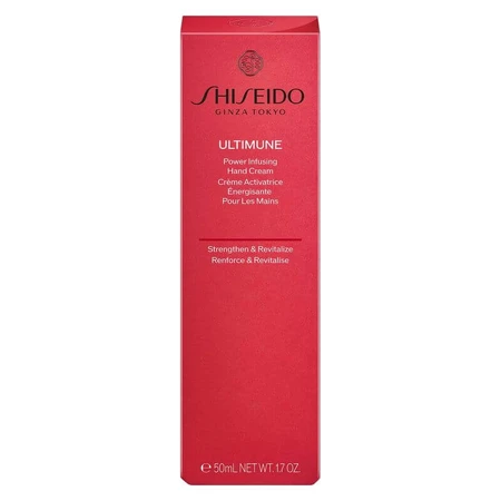 Shiseido Ultimune Power Infusing – stärkende, feuchtigkeitsspendende und glättende Handcreme mit doppeltem Schutz, 50 ml
