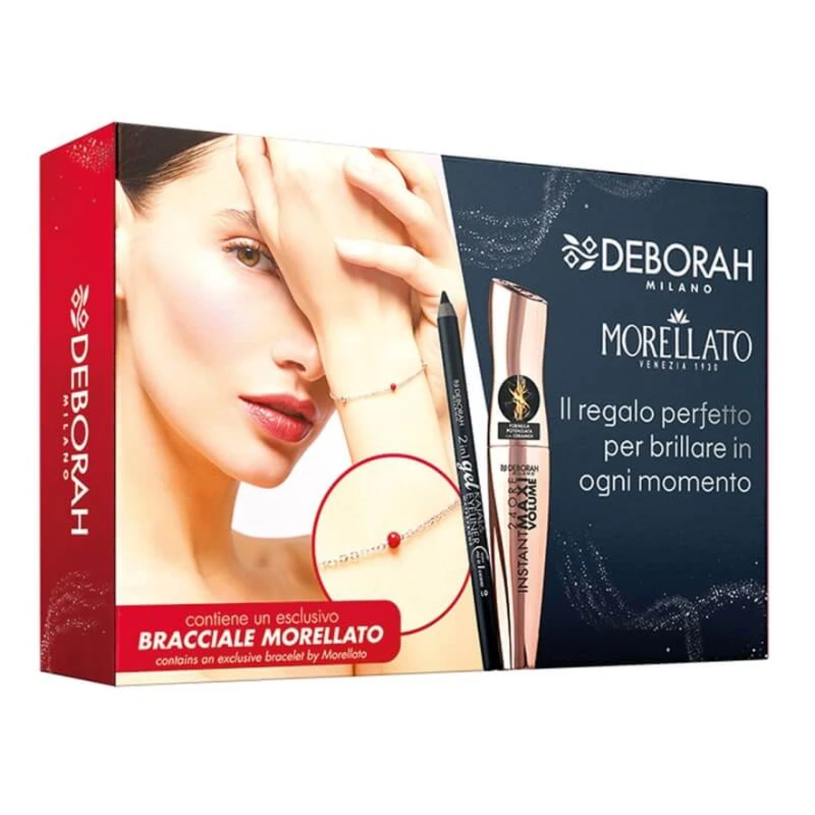 Deborah Beauty Kit &amp; Morellato nr. 05 - Instant Maxi Volume Mascara + 2-in-1 gel-eyeliner en kajalpotlood + armband