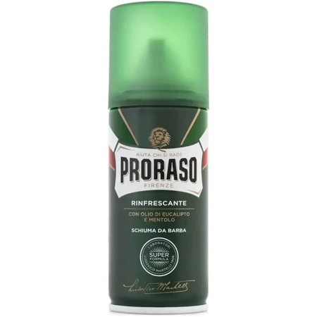 Proraso para todo tipo de barbas - Espuma de afeitado refrescante y revitalizante con aceite de eucalipto y mentol, 100 ml