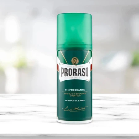 Proraso para todo tipo de barbas - Espuma de afeitado refrescante y revitalizante con aceite de eucalipto y mentol, 100 ml
