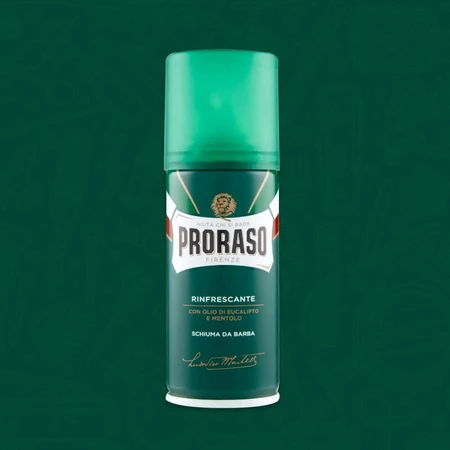 Proraso para todo tipo de barbas - Espuma de afeitado refrescante y revitalizante con aceite de eucalipto y mentol, 100 ml
