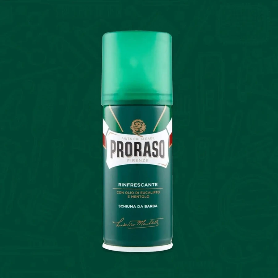 Proraso para todo tipo de barbas - Espuma de afeitado refrescante y revitalizante con aceite de eucalipto y mentol, 100 ml