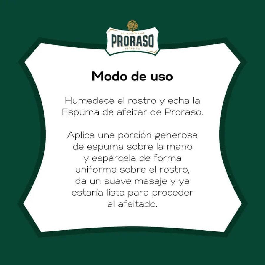 Proraso para todo tipo de barbas - Espuma de afeitado refrescante y revitalizante con aceite de eucalipto y mentol, 100 ml