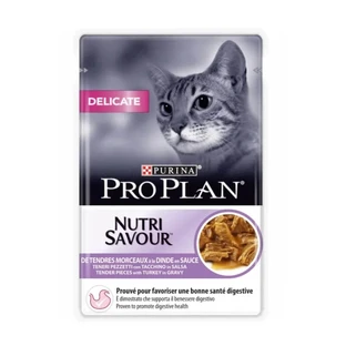 Purina Pro Plan Nutri Savour Delicate Turkey - Alimento completo para gatos adultos con digestión sensible, 85 g