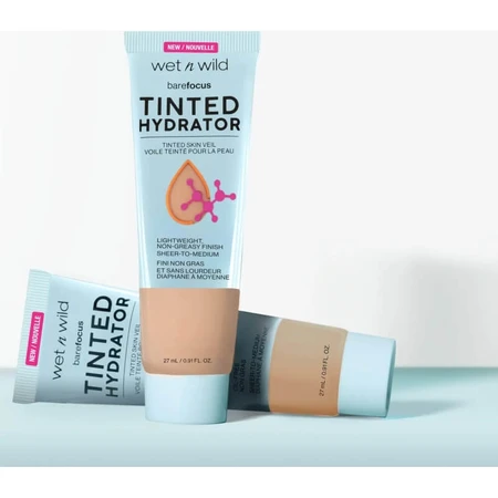 Wet n Wild Bare Focus Tinted Hydrator Tinted Skin Veil - Crema hidratante con color n.º 4065E, tono bronceado medio