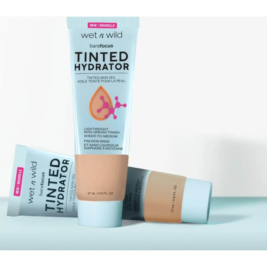 Wet n Wild Bare Focus Tinted Hydrator Tinted Skin Veil - Crema hidratante con color n.º 4065E, tono bronceado medio