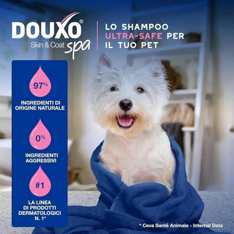 Ceva Animal Health Douxo, S.p.A. – Beruhigendes, feuchtigkeitsspendendes Shampoo für empfindliche und juckende Haut, 250 ml