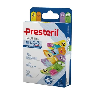 Presteril Sili-Soft Kids – 12 schmerzfreie, hypoallergene Pflaster für Kinder, 5,8 × 2 cm