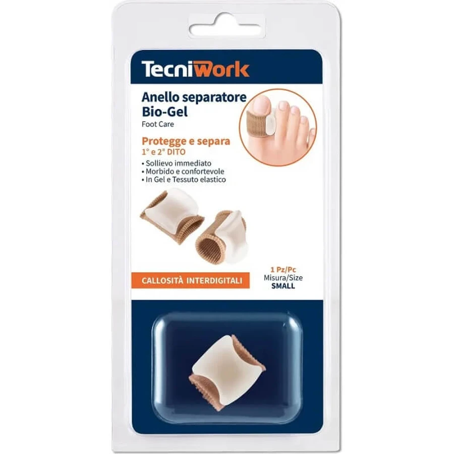 Tecniwork Bio-Gel-scheidingsring ter bescherming en scheiding van de eerste en tweede teen – maat S