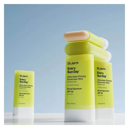 Dr.jart+ Crème solaire pour le visage 30 Every Sun Day : stick solaire ultra-transparent avec effet base, haute protection, 19 g