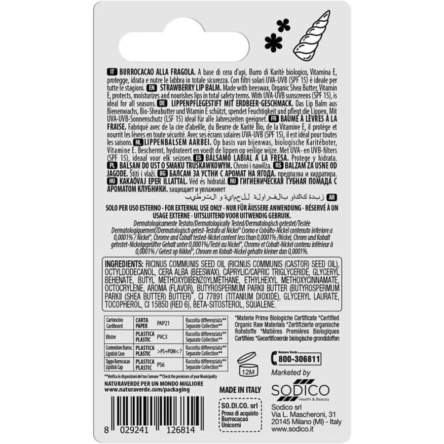 Naturaverde Be a Unicorn SPF 15 - Hydraterende en beschermende aardbeienlippenbalsem 5,7 ml