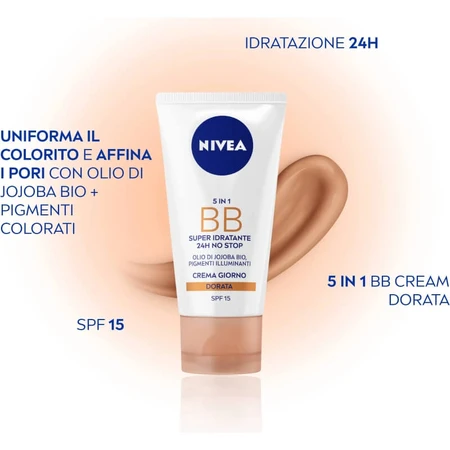 Nivea 5-in-1 - Super Moisturizing BB Cream SPF 15, 50 ml - Gold