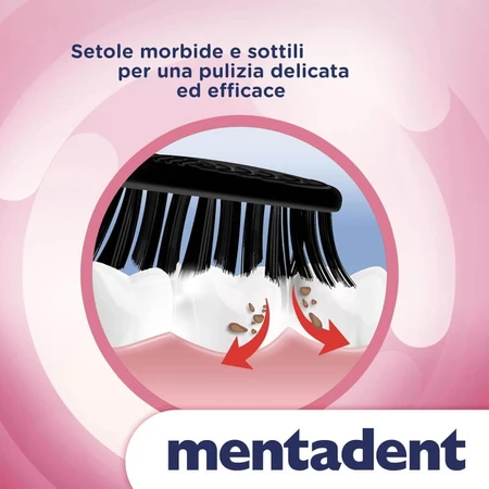 Brosses à dents Mentadent pour gencives sensibles : 3 achetées, 1 offerte ; poils souples et fins