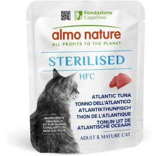 Almo Nature HFC Atún del Atlántico para gatos esterilizados - Alimento complementario para gatos adultos esterilizados o menos activos, 50 g